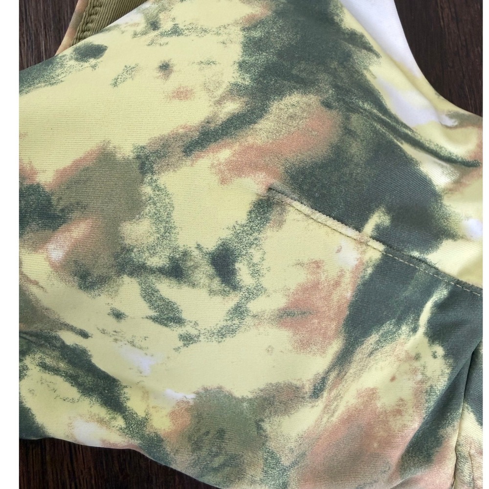 Aerie Women's Olive Fun Printed Ruffle Scoop Bandeau Bikini Top Size Large NWT - Picture 6 of 8